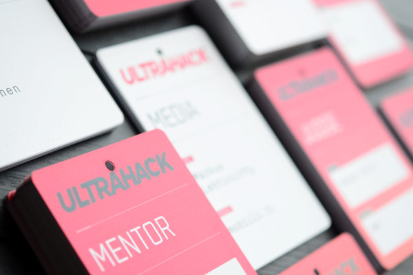 Conference badge on synthetic polyester