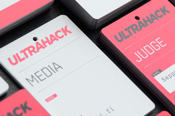 Conference badge on synthetic polyester