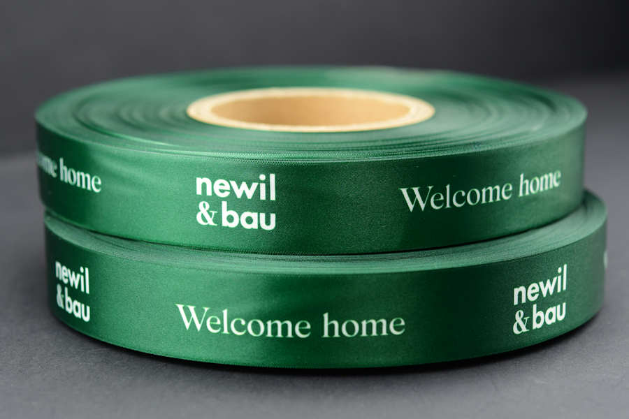 Custom satin gift ribbon with logo print