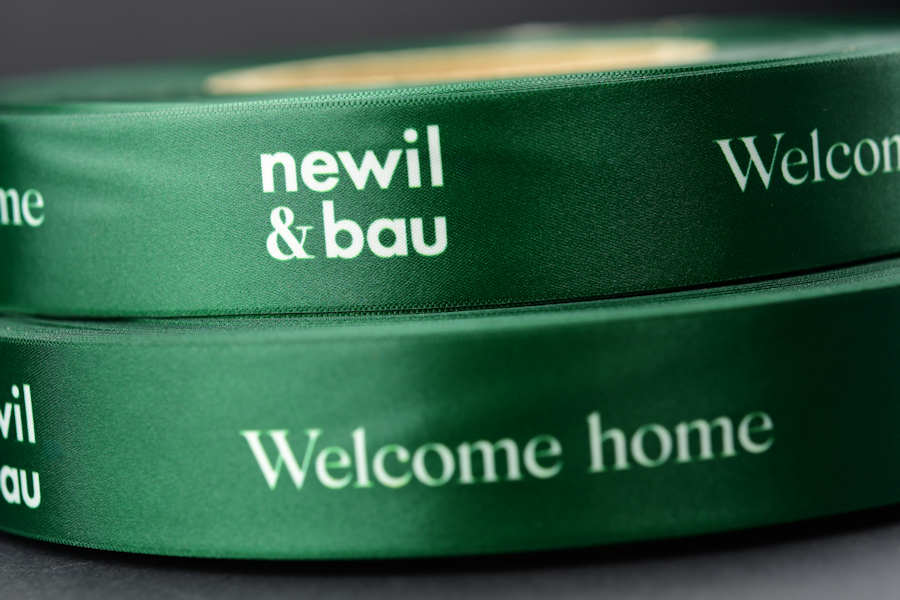 Custom satin gift ribbon with logo print