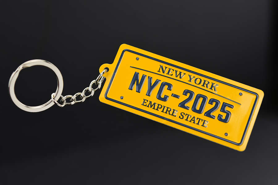Souvenir keychain with license plate design