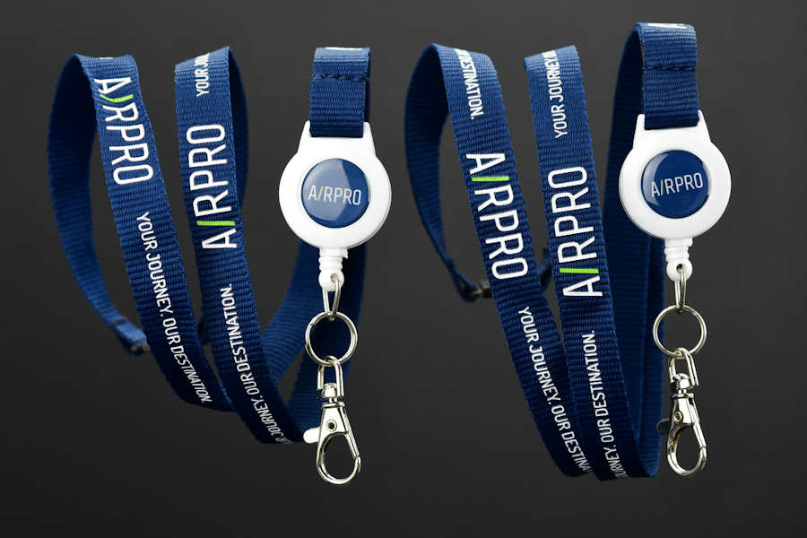 Screenprinted lanyards with Badge Reel
