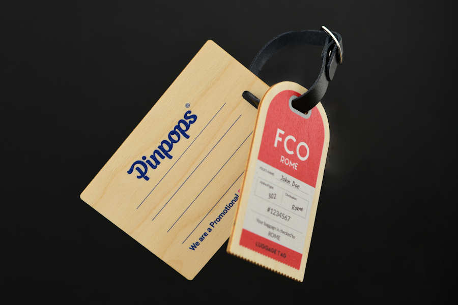 Customized wooden luggage tags with logo