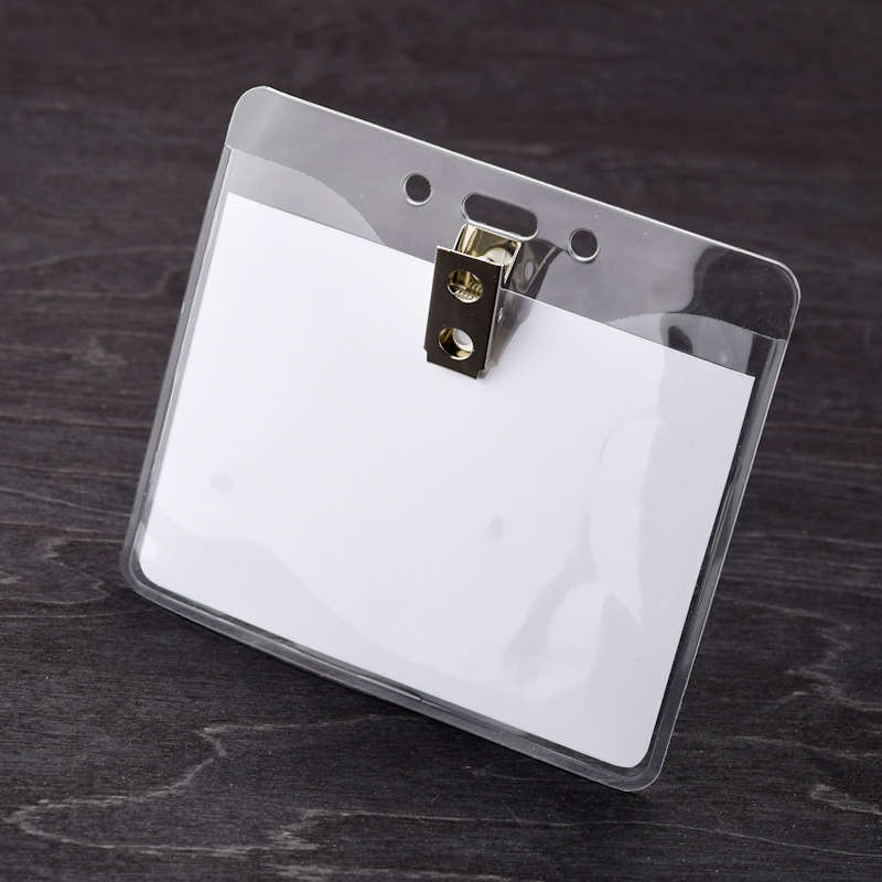 Transparent Konferensbrickshållare med metallklämma