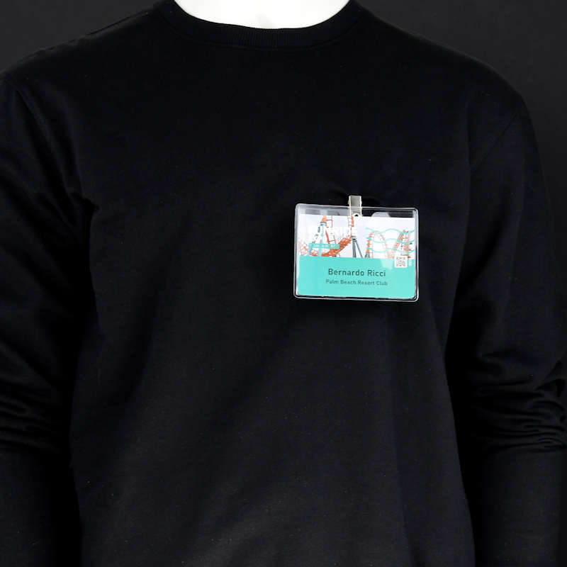 Transparent Konferensbrickshållare med metallklämma