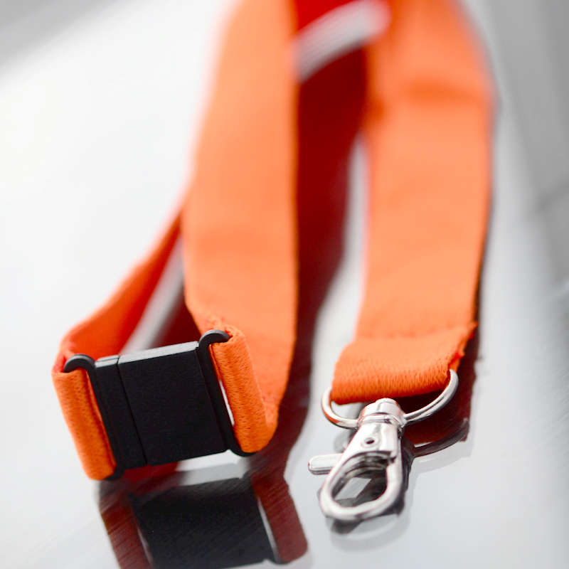 Orange RPET Nyckelband 20mm med satinfinish