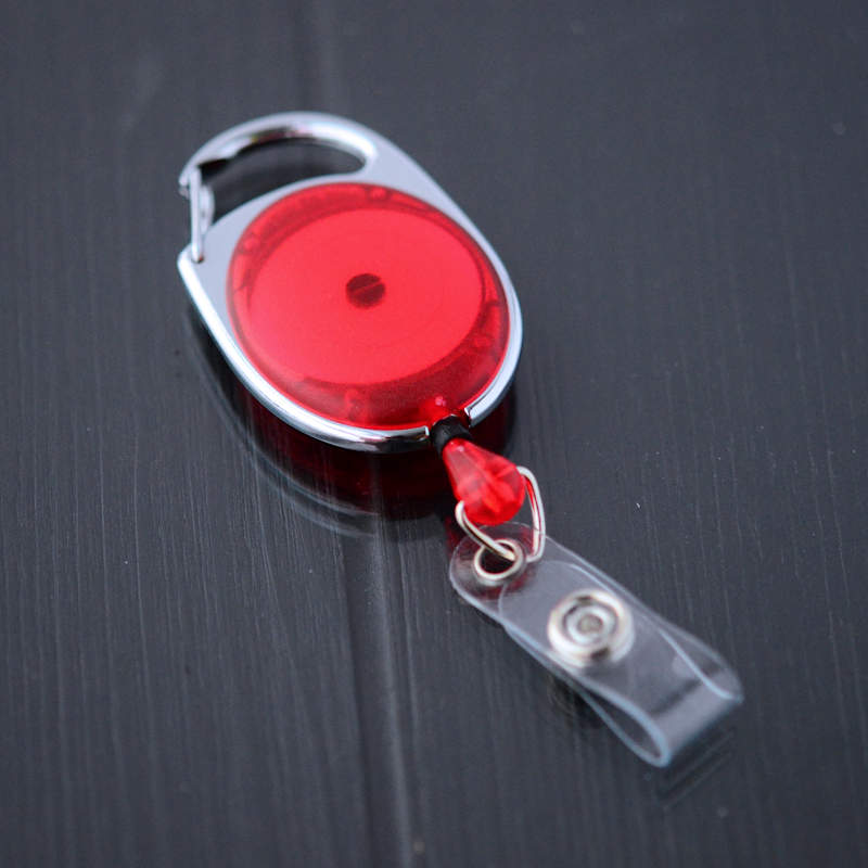 Röd genomskinlig Karbinhake med rem