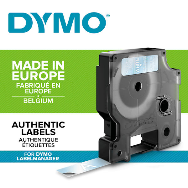 Dymo D1 vit/klar 12mm standardetikett