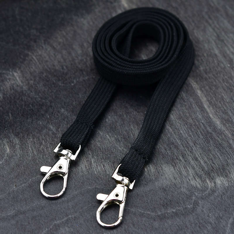 Svart Classic 10mm Dubbelhake nyckelband