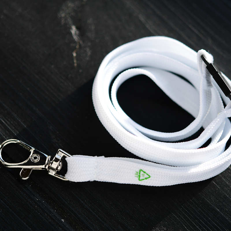 Vit rPET RPET Classic 10 mm nyckelband