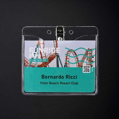 Transparent Konferensbrickshållare med metallklämma