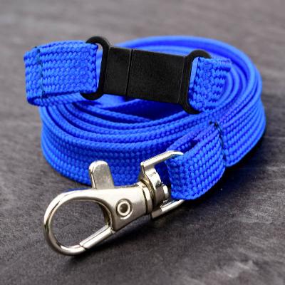 Blå Classic 10 mm nyckelband med pistolhake och säkerhetsspänne