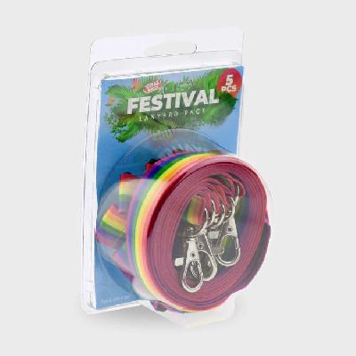 Regnbåge Nyckelband i 5-pack (20mm)